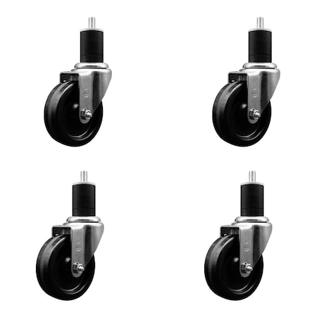Service Caster 4'' SS Phenolic Wheel Swivel 1-3/4'' Expanding Stem Caster Set, 4PK SCC-SSEX20S414-PHS-134-4